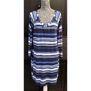 Lily Pulitzer Womens Blue/White Striped 100% Cotton Dress XL